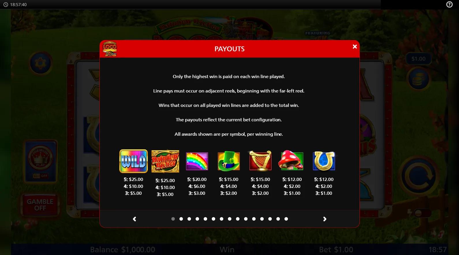 Rainbow Riches Locomotion gameplay screenshot