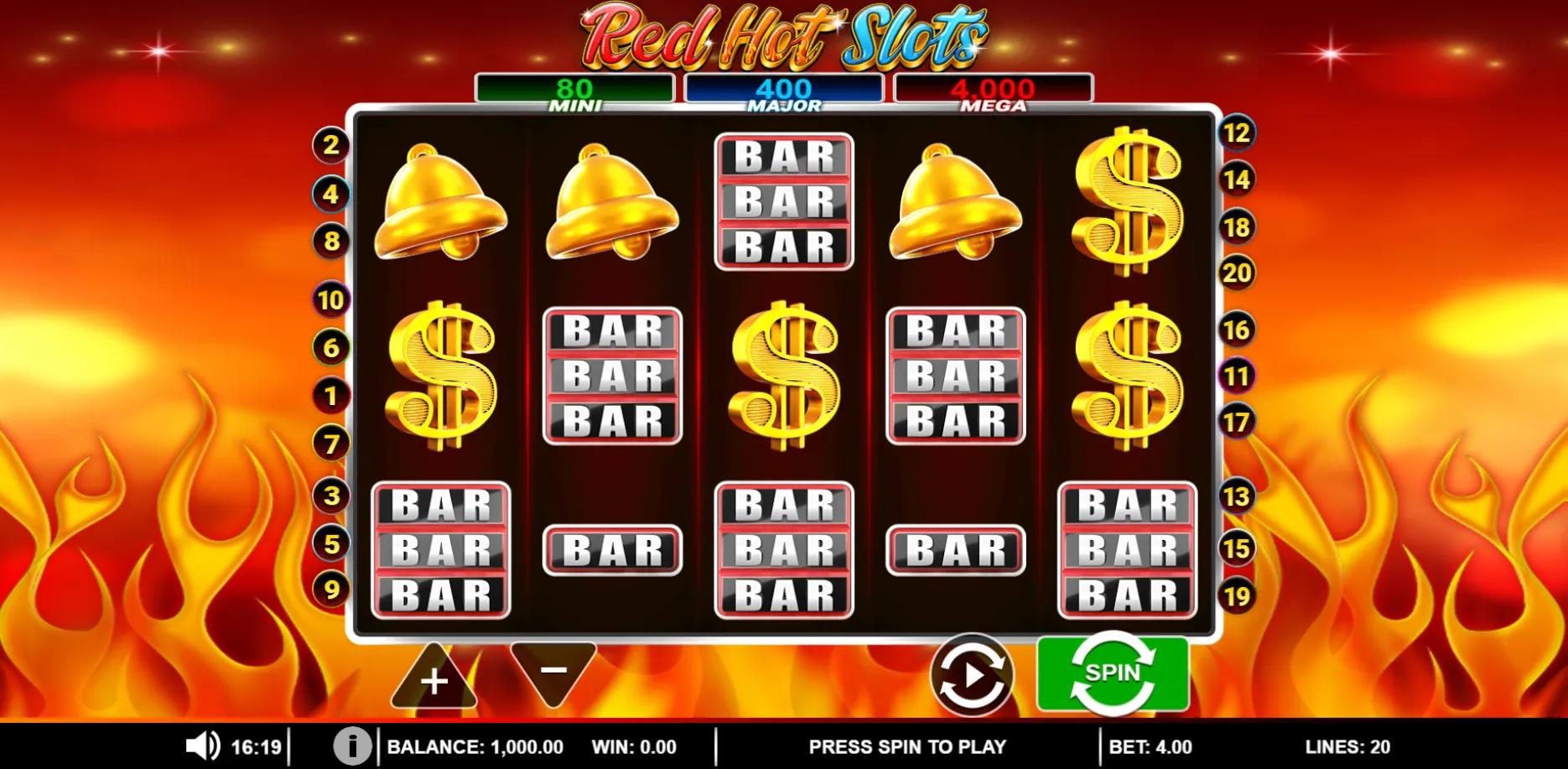 Red Hot Slots slot gameplay screenshot