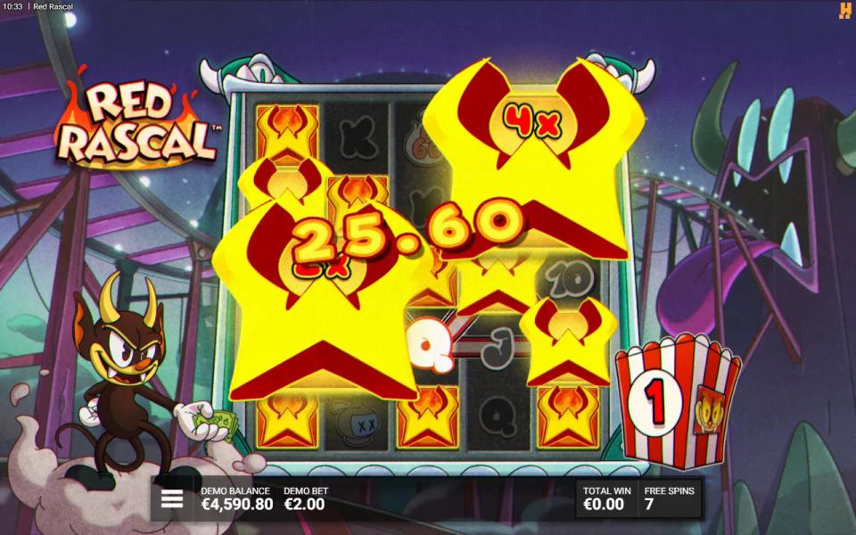 Wild Mode in Red Rascal turning merged Rascals into a Colossal Wild with a 4x multiplier during a line win