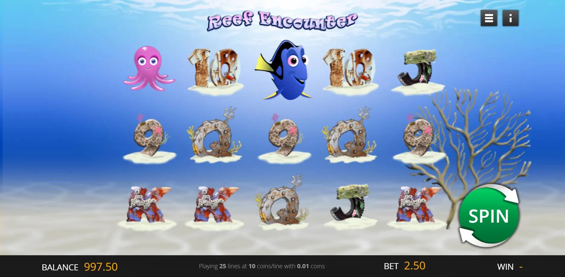 Reef Encounter slot gameplay screenshot
