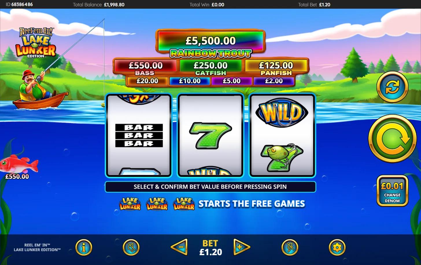 Reel Em' In Lake Lunker Edition slot gameplay screenshot
