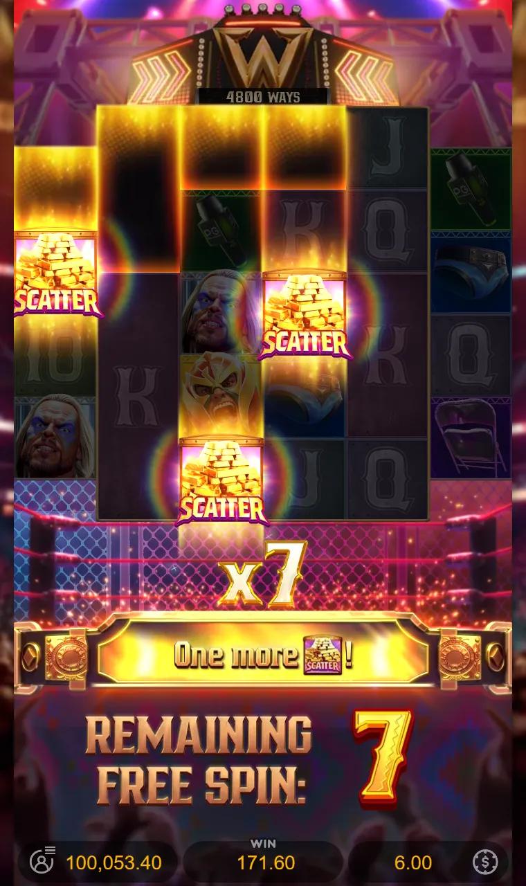Reel Royale Showdown free spins at x7 with three Scatters and a One more banner