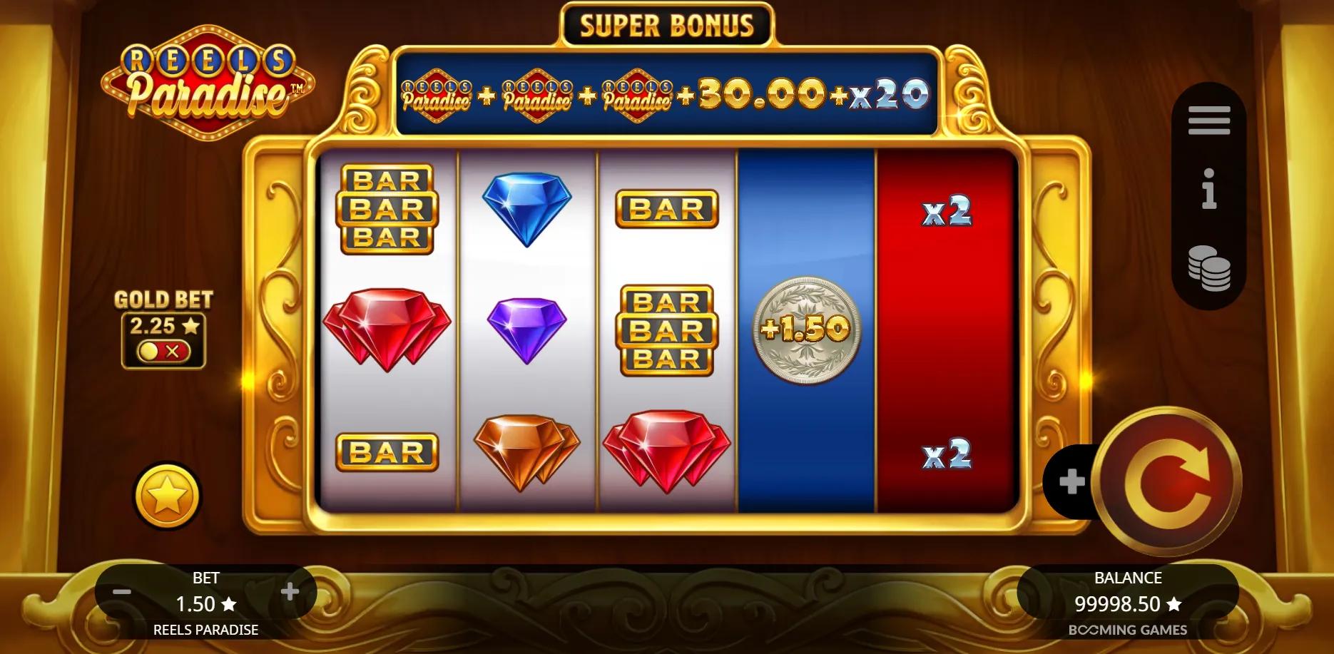 Reels Paradise slot gameplay screenshot