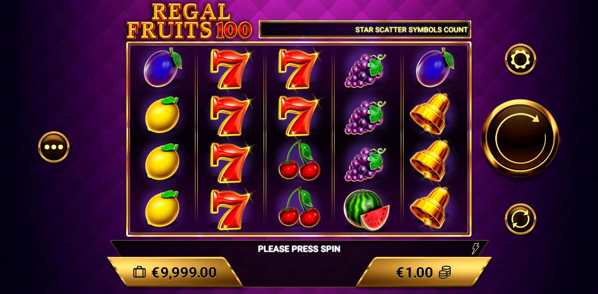 Regal Fruits 100 slot gameplay screenshot