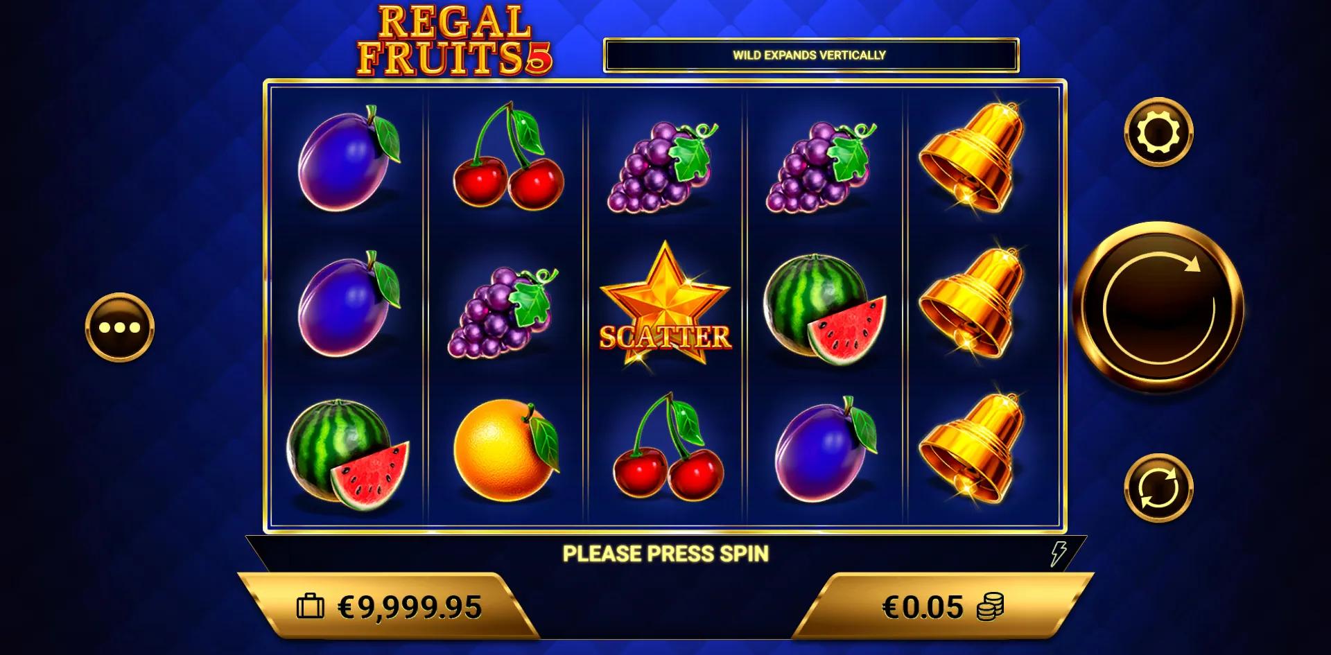 Regal Fruits 5 slot gameplay screenshot