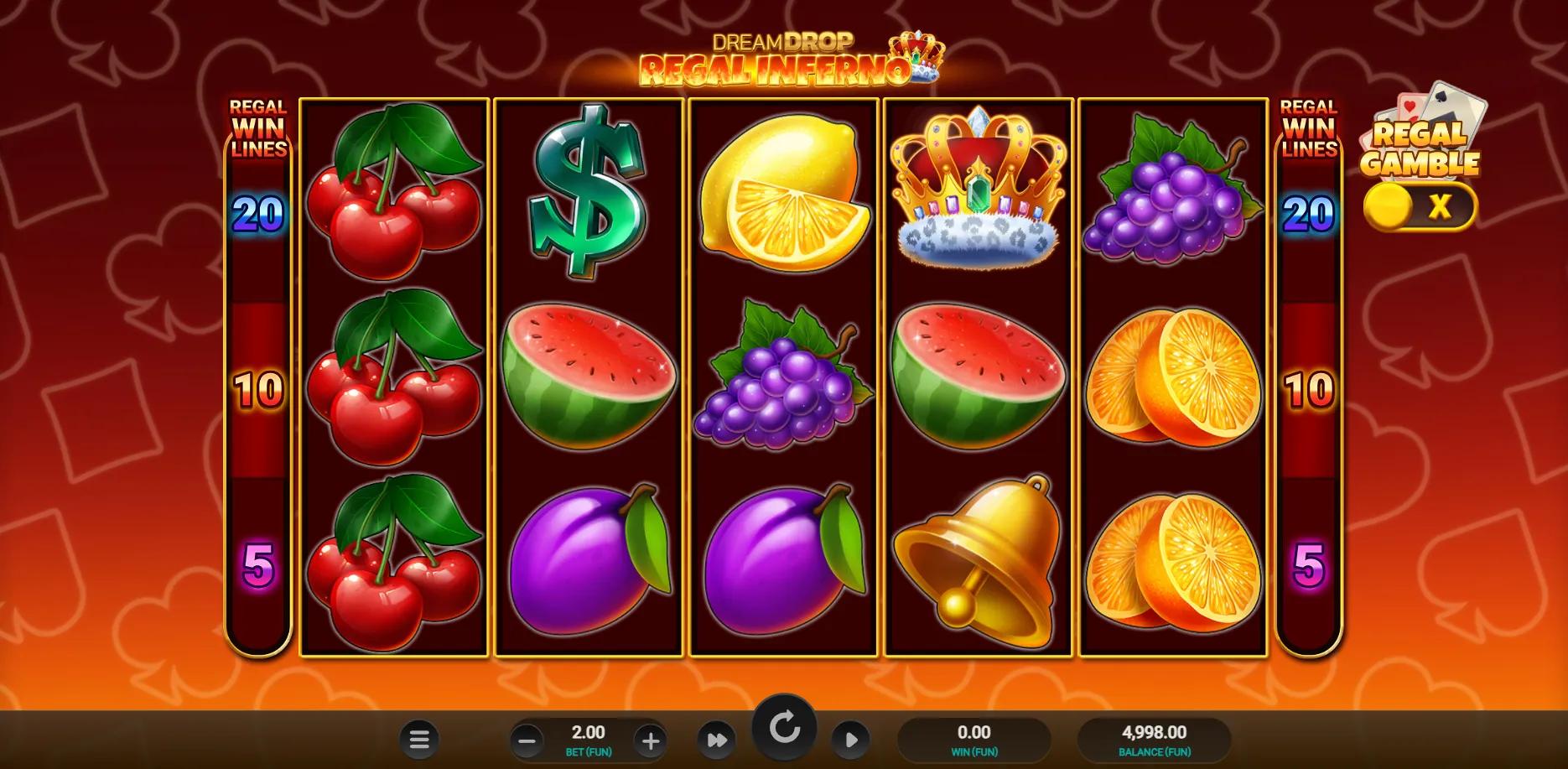 Regal Inferno Dream Drop slot gameplay screenshot