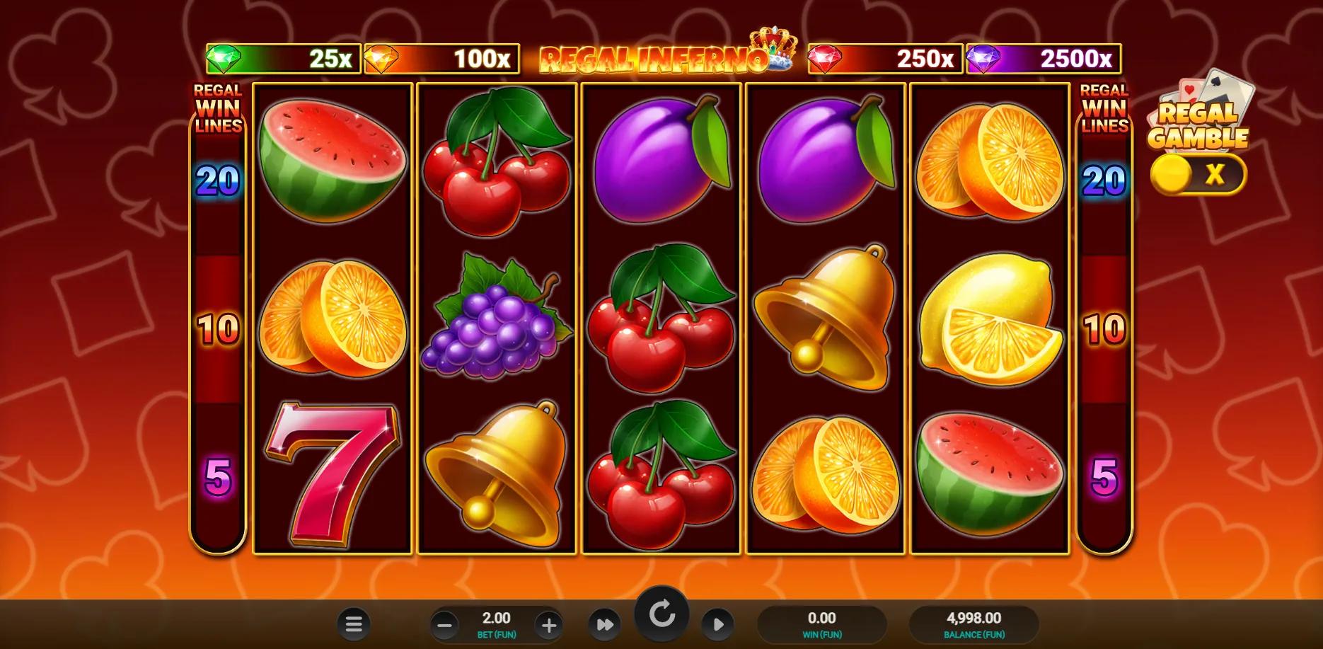 Regal Inferno slot gameplay screenshot