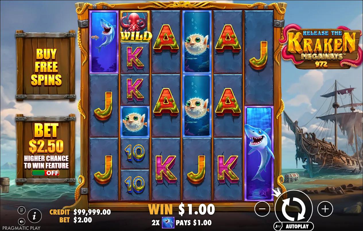 Release the Kraken Megaways slot gameplay screenshot