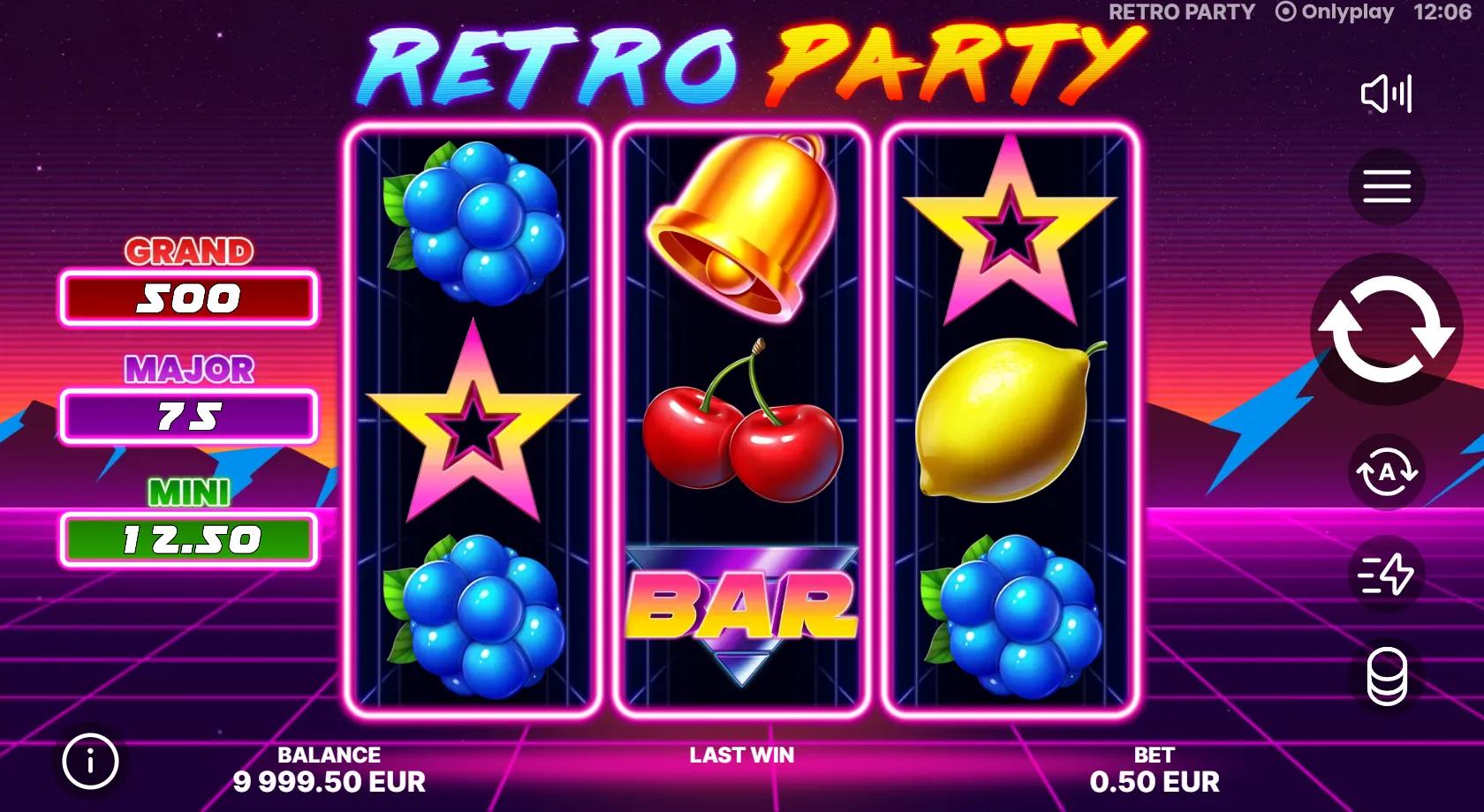 Retro Party slot gameplay screenshot