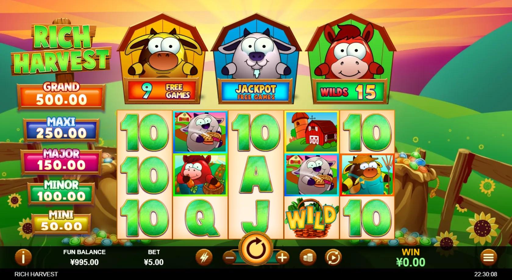 Rich Harvest slot gameplay screenshot