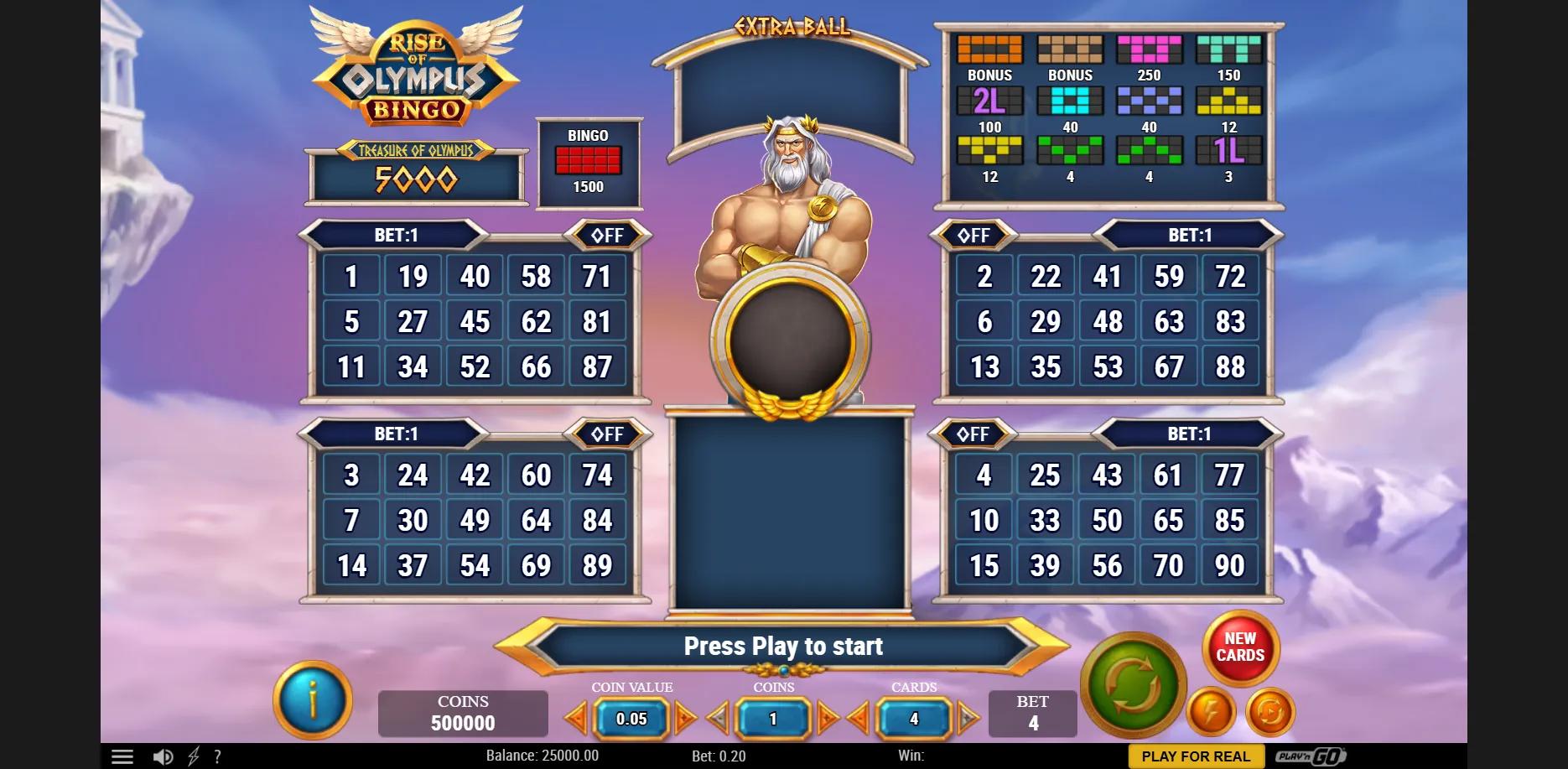 Rise of Olympus Bingo slot gameplay screenshot