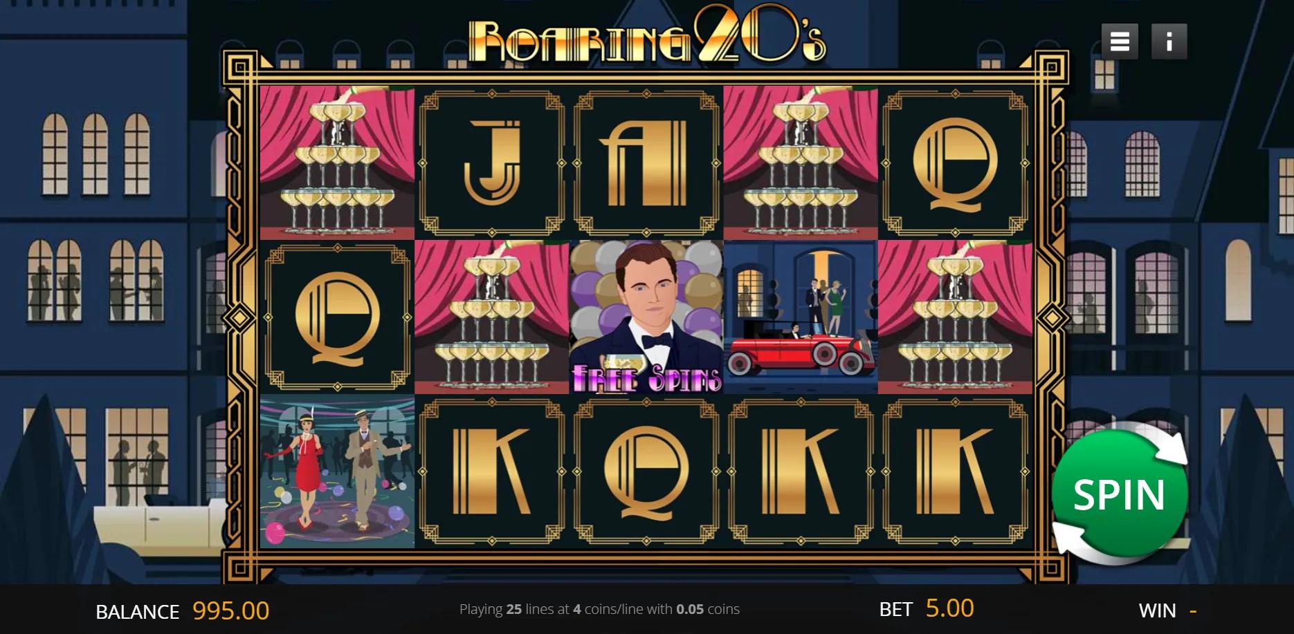 Roaring 20s slot gameplay screenshot