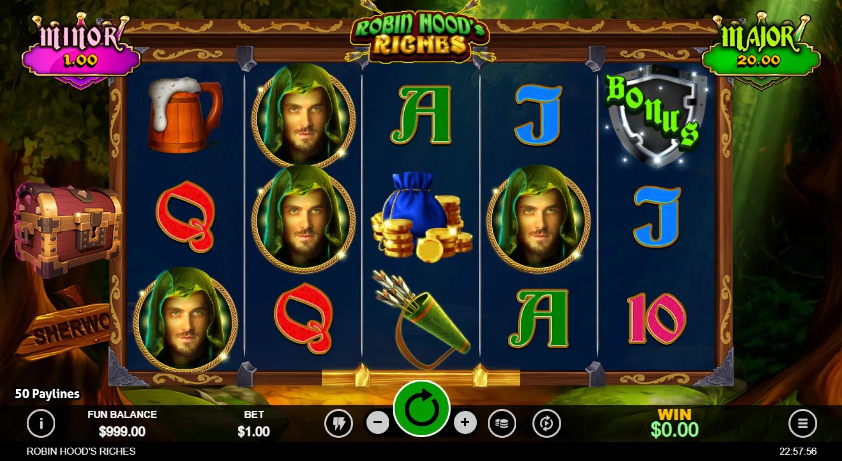 Robin Hood's Riches slot gameplay screenshot