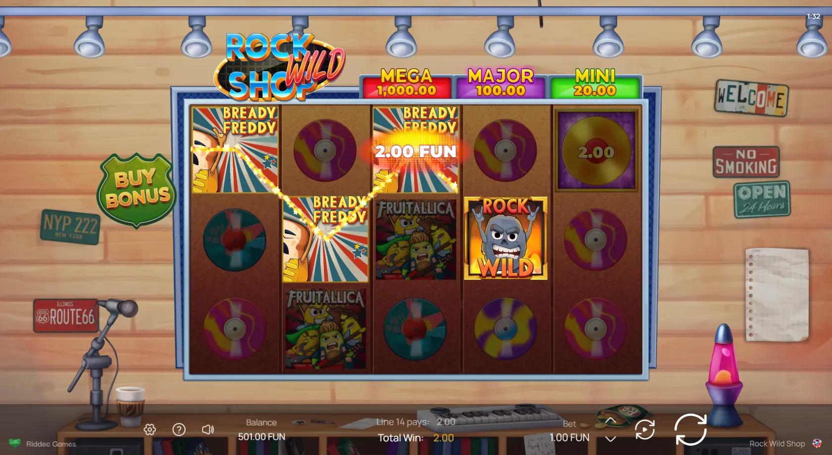 Rock Wild Shop slot gameplay screenshot