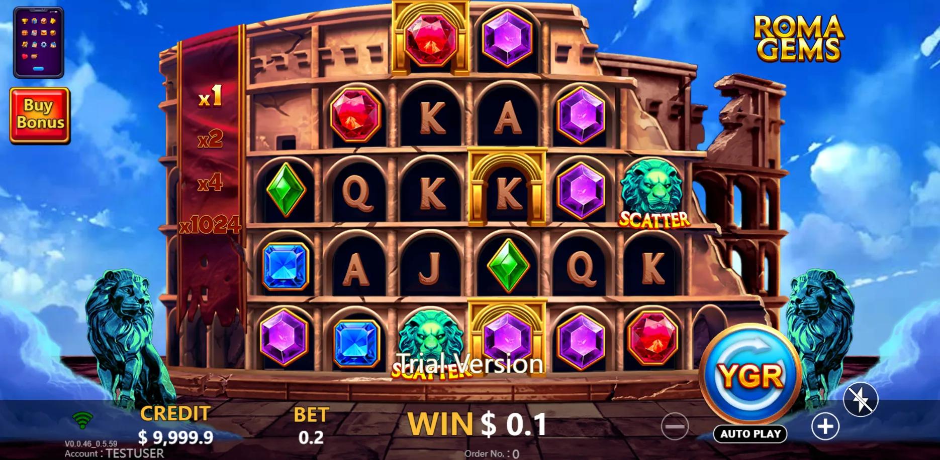 Roma Gems slot gameplay screenshot