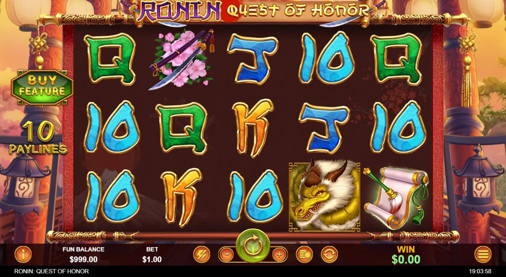 Ronin: Quest of Honor slot gameplay screenshot