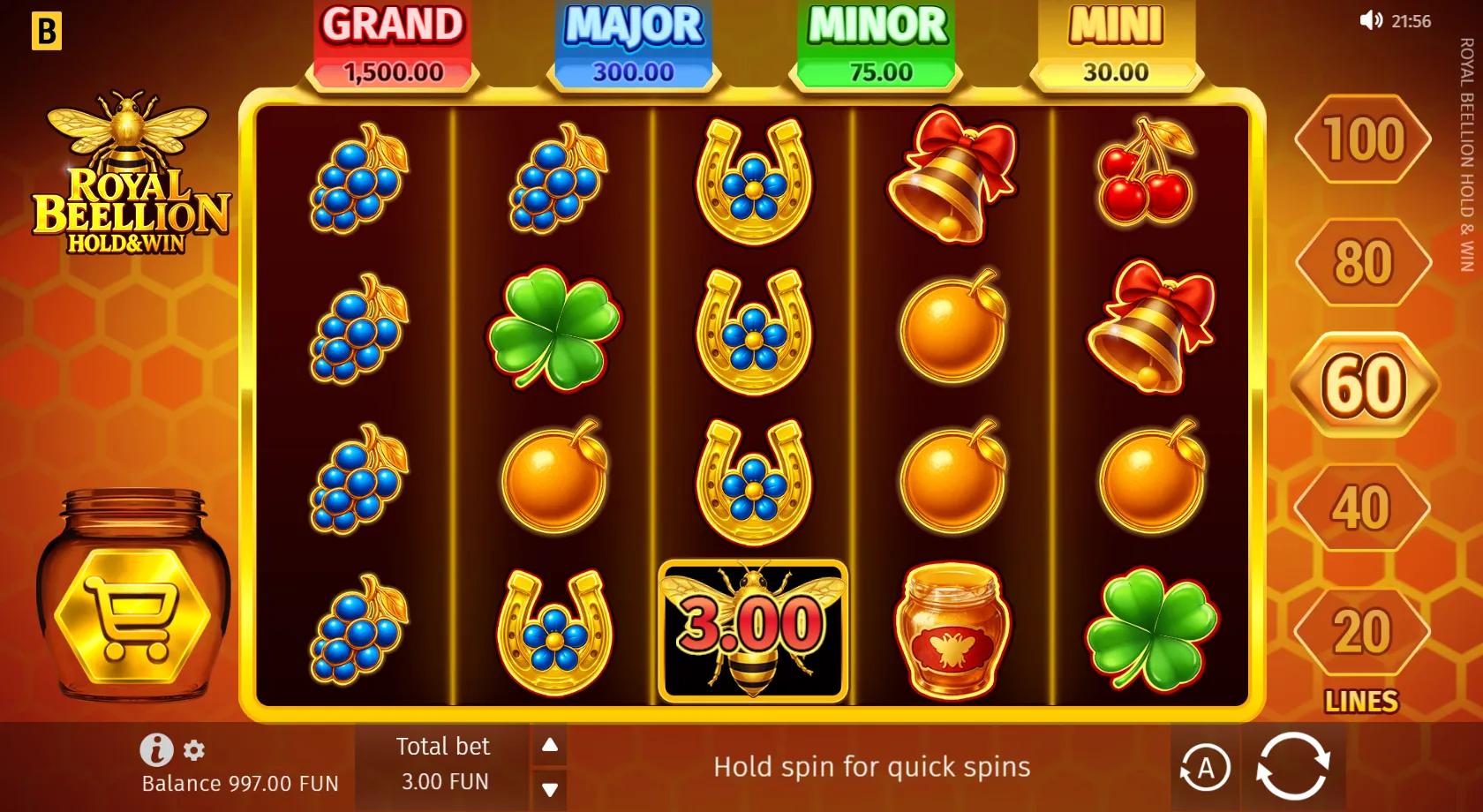 Royal Beellion: Hold & Win slot gameplay screenshot
