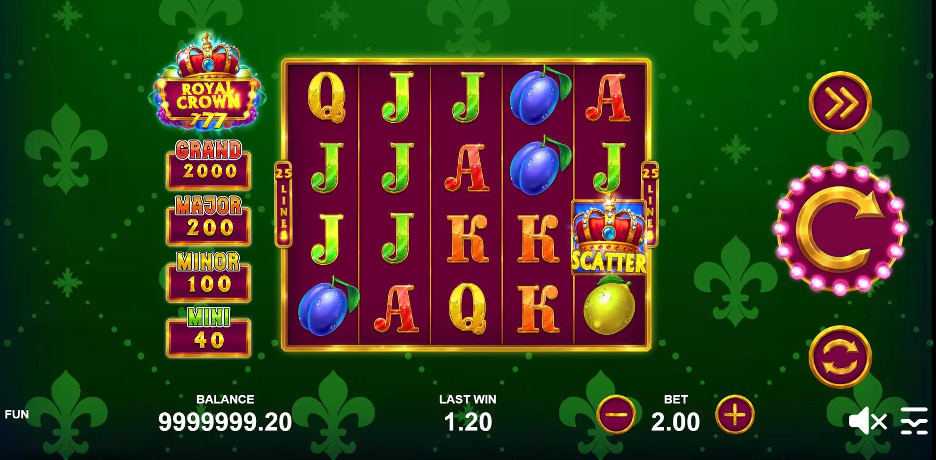 Royal Crown 777 slot gameplay screenshot