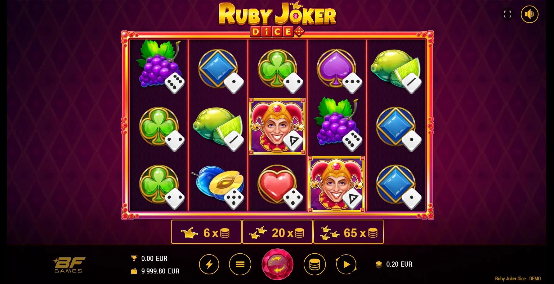 Ruby Joker Dice slot gameplay screenshot