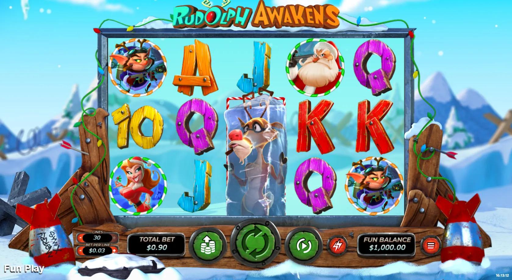 Rudolph Awakens slot gameplay screenshot