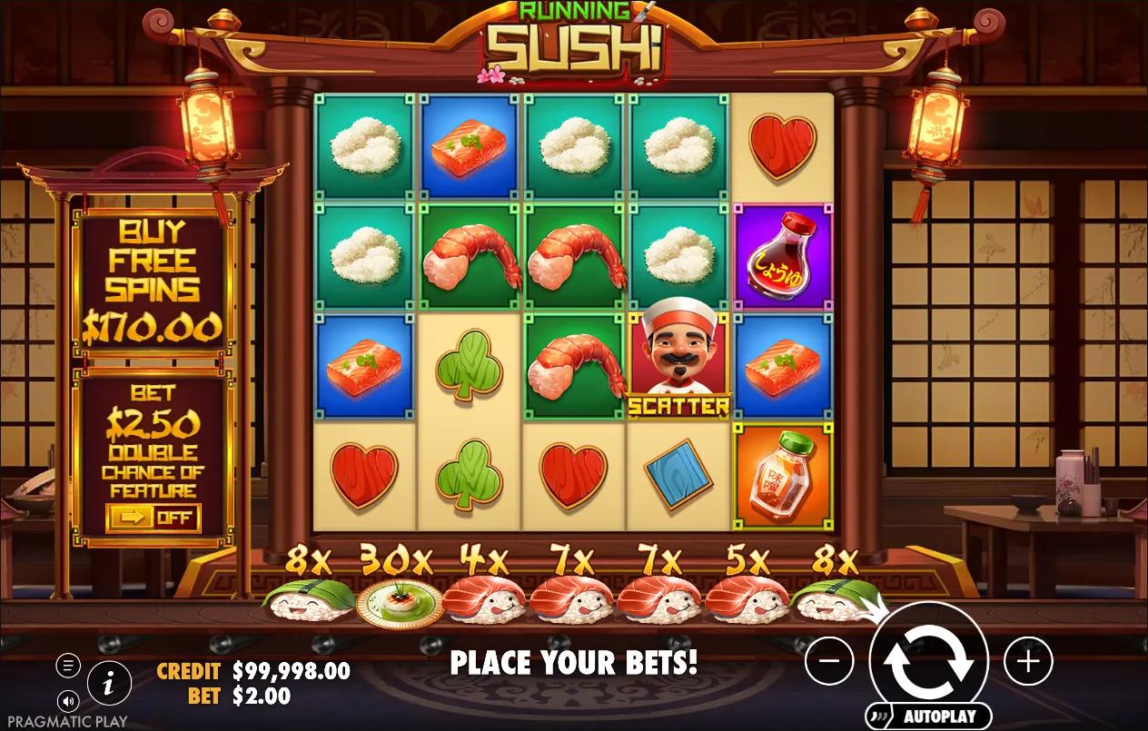 Running Sushi slot gameplay screenshot