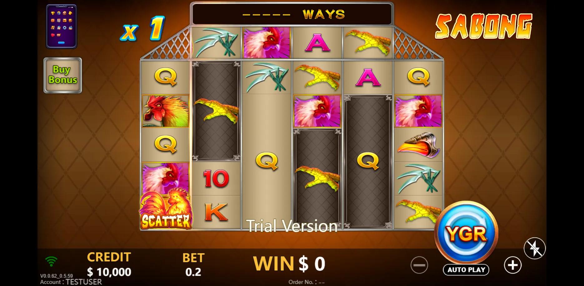 Sabong slot gameplay screenshot