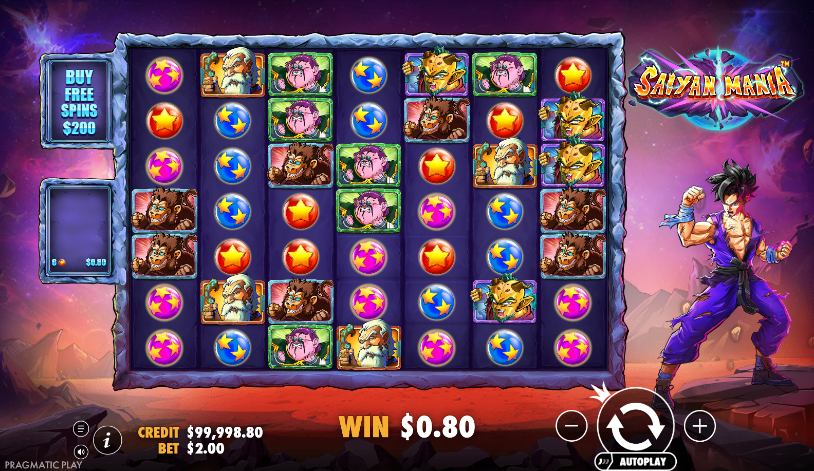 Saiyan Mania slot gameplay screenshot
