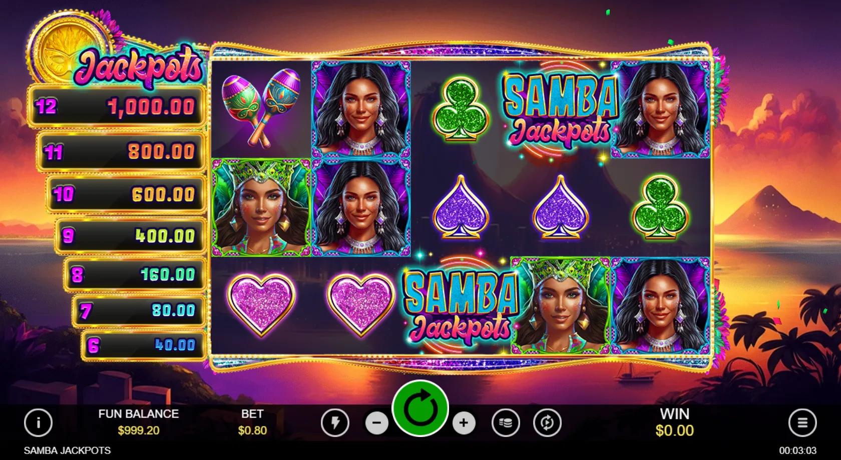 Samba Jackpots slot gameplay screenshot