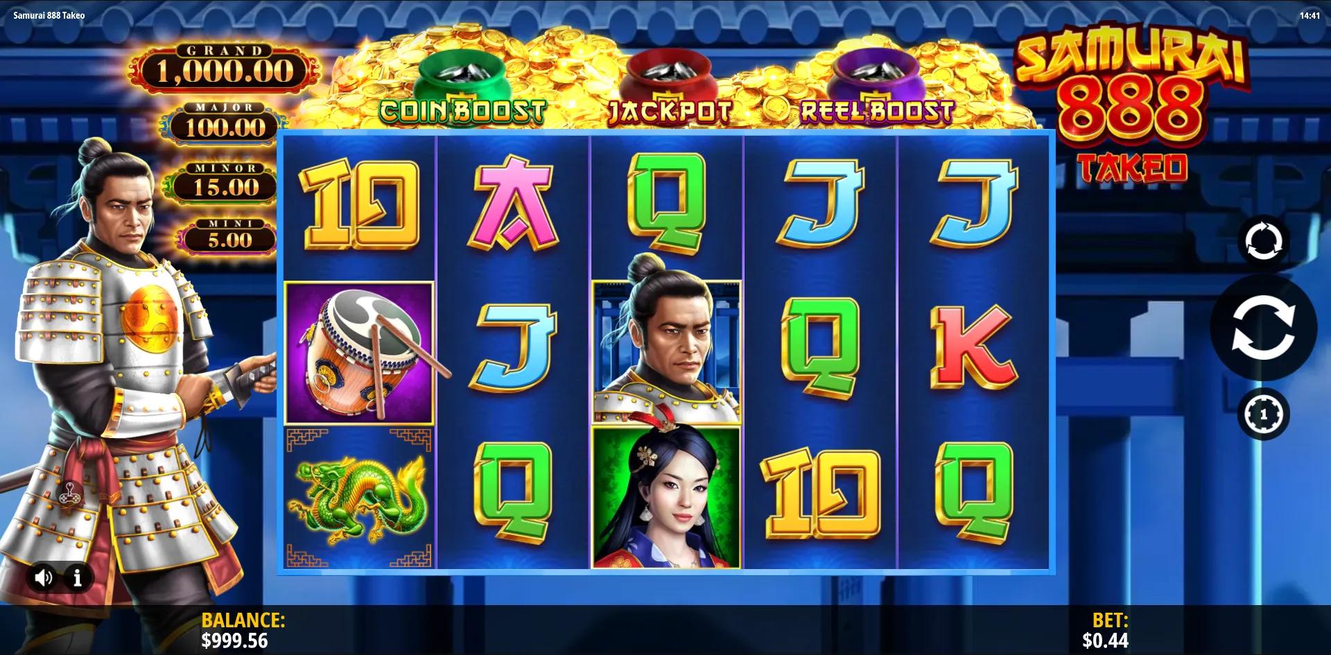 Samurai 888 Takeo slot gameplay screenshot