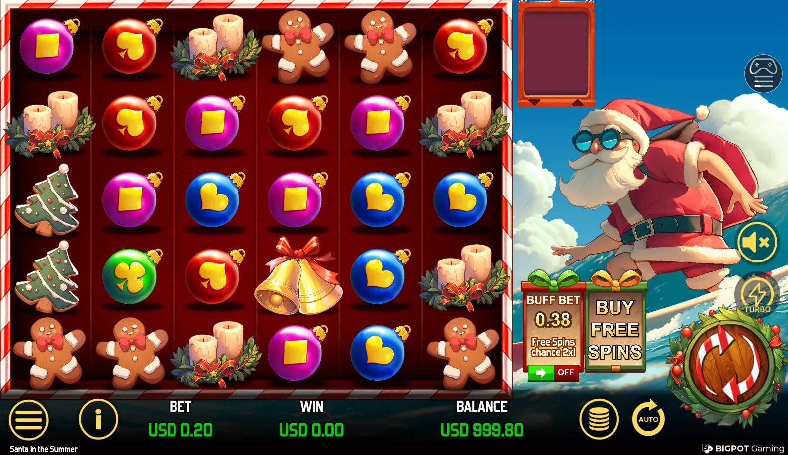 Santa in the Summer slot gameplay screenshot