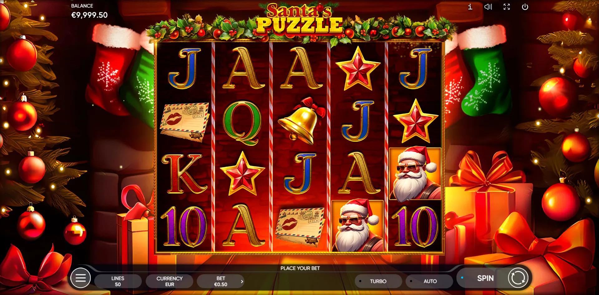 Santa's Puzzle slot gameplay screenshot