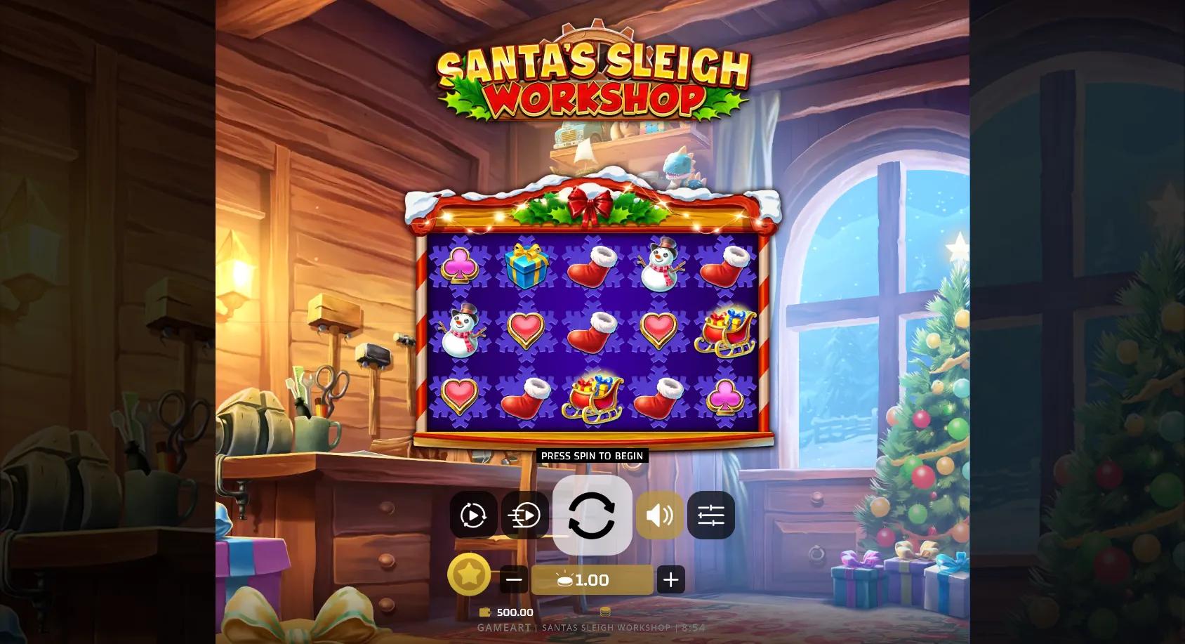 Santa's Sleigh Workshop slot gameplay screenshot