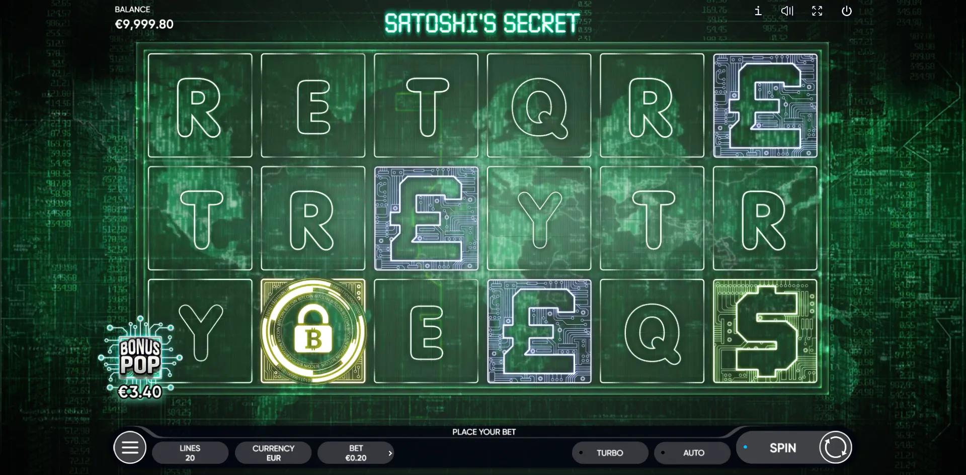 Satoshi's Secret slot gameplay screenshot