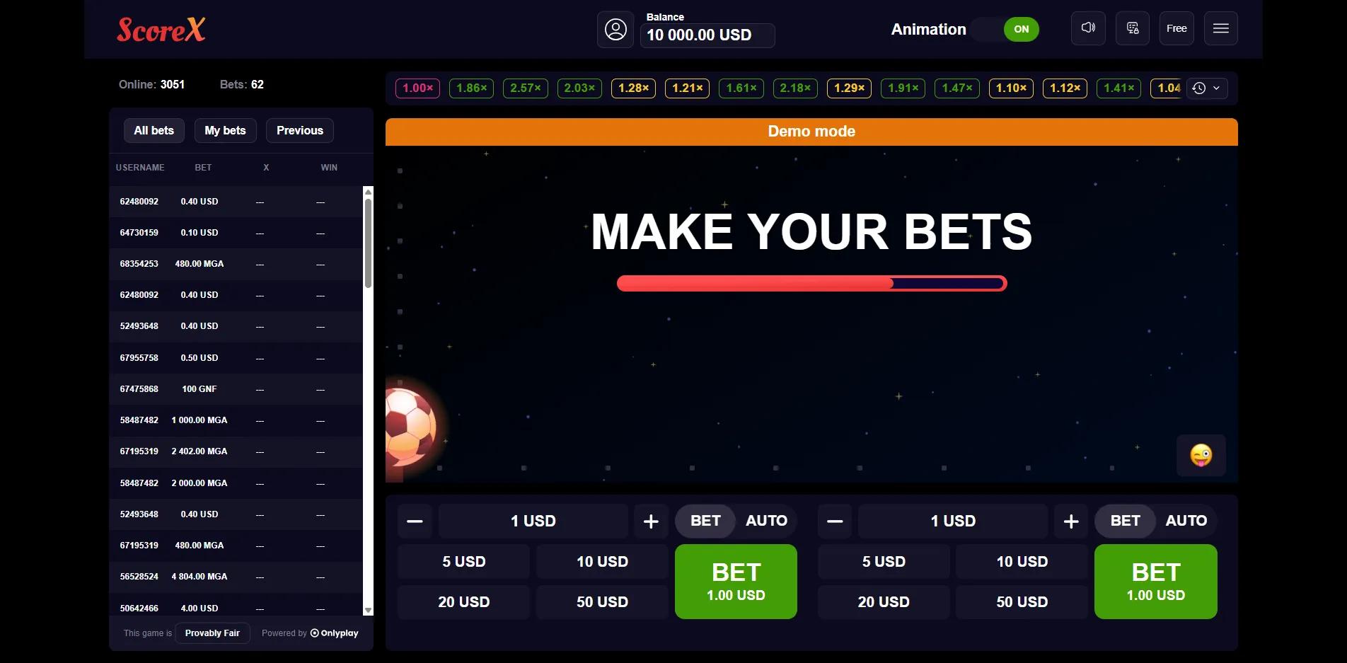 ScoreX slot gameplay screenshot