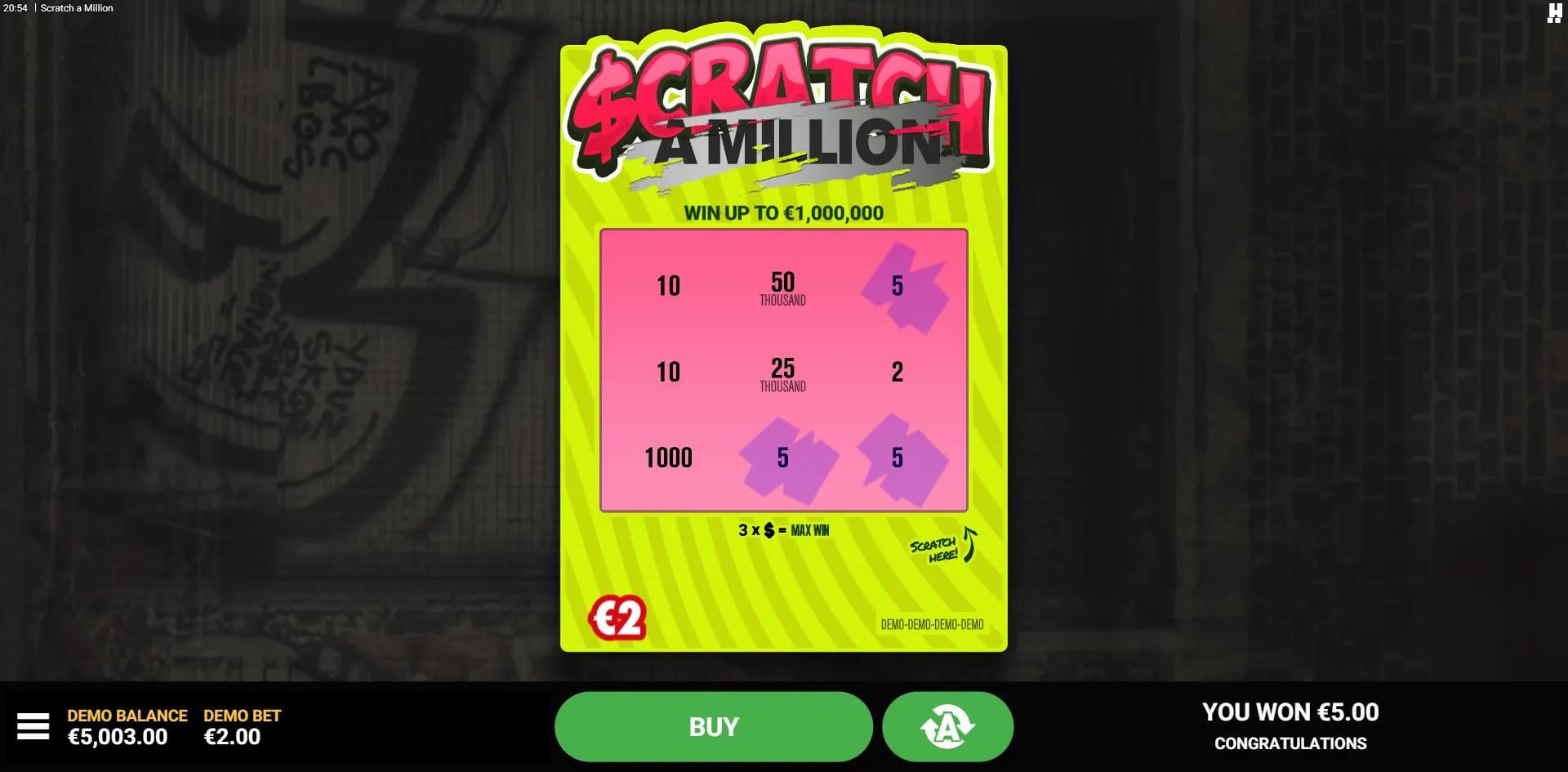Scratch a Million slot gameplay screenshot