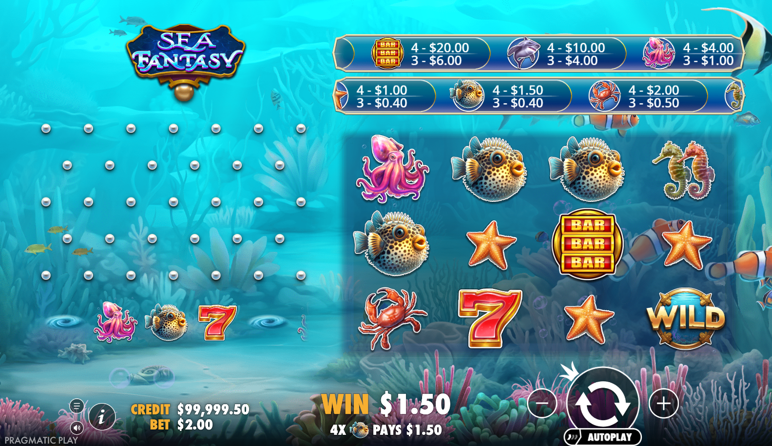 Fantasy slot Sea Fantasy from Pragmatic Play during gameplay