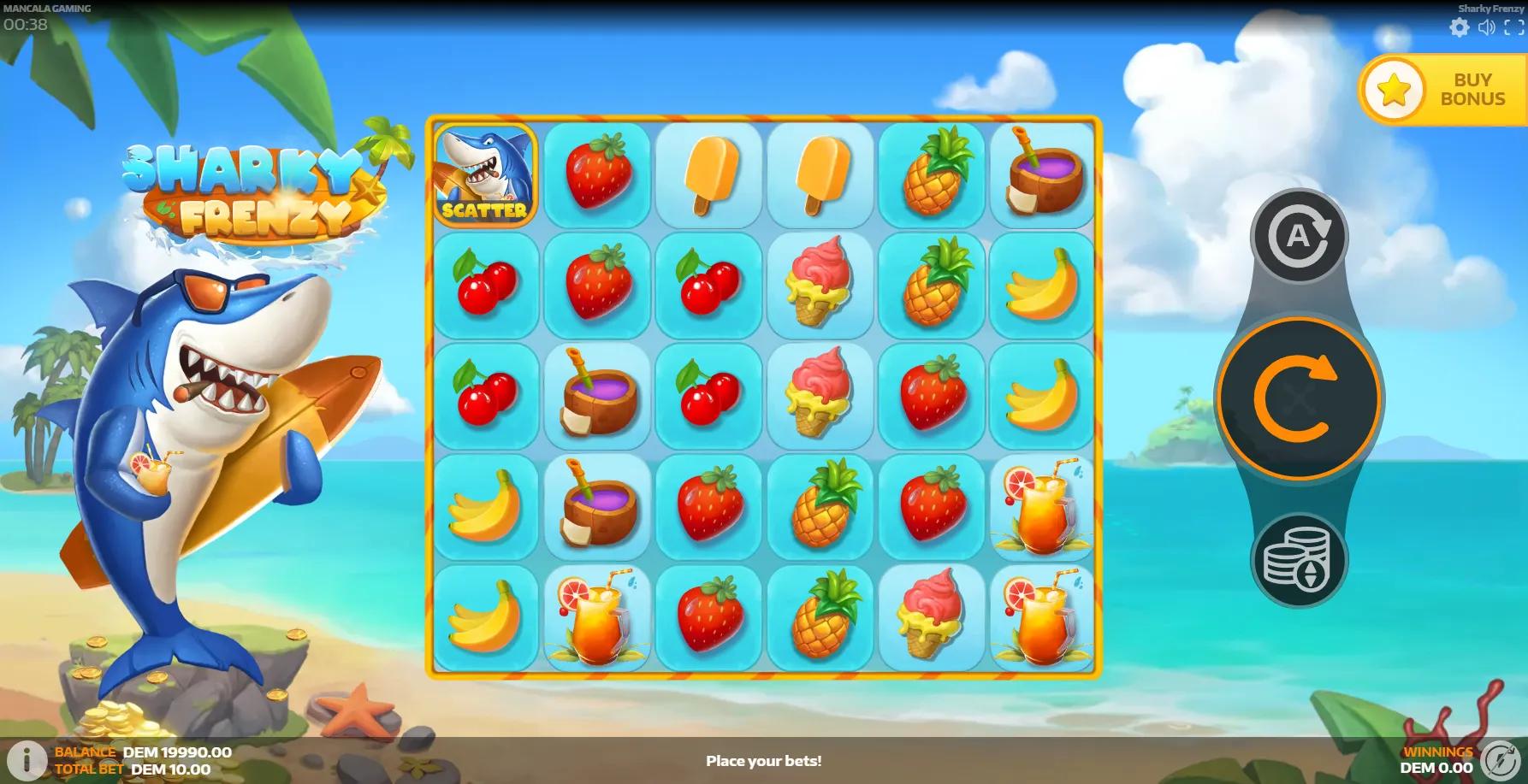 Sharky Frenzy slot gameplay screenshot