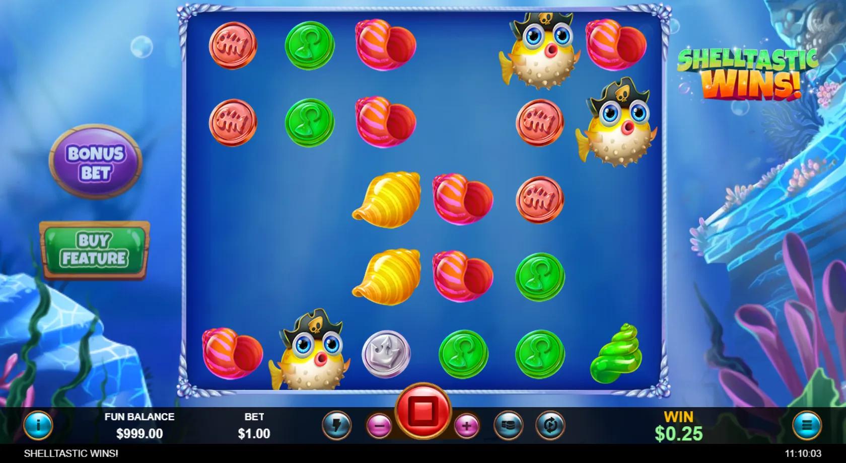 Shelltastic Wins! slot gameplay screenshot