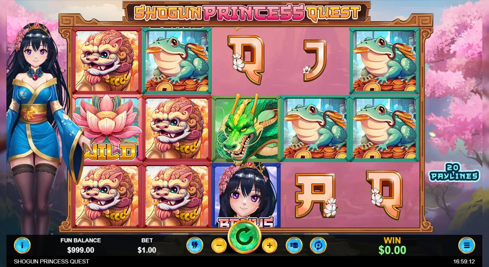 Shogun Princess Quest slot gameplay screenshot