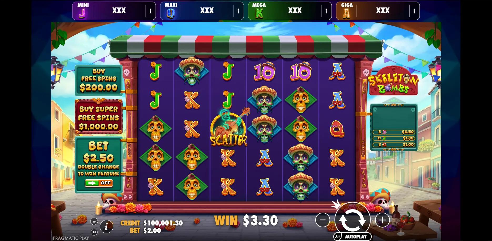 Skeleton Bombs slot gameplay screenshot