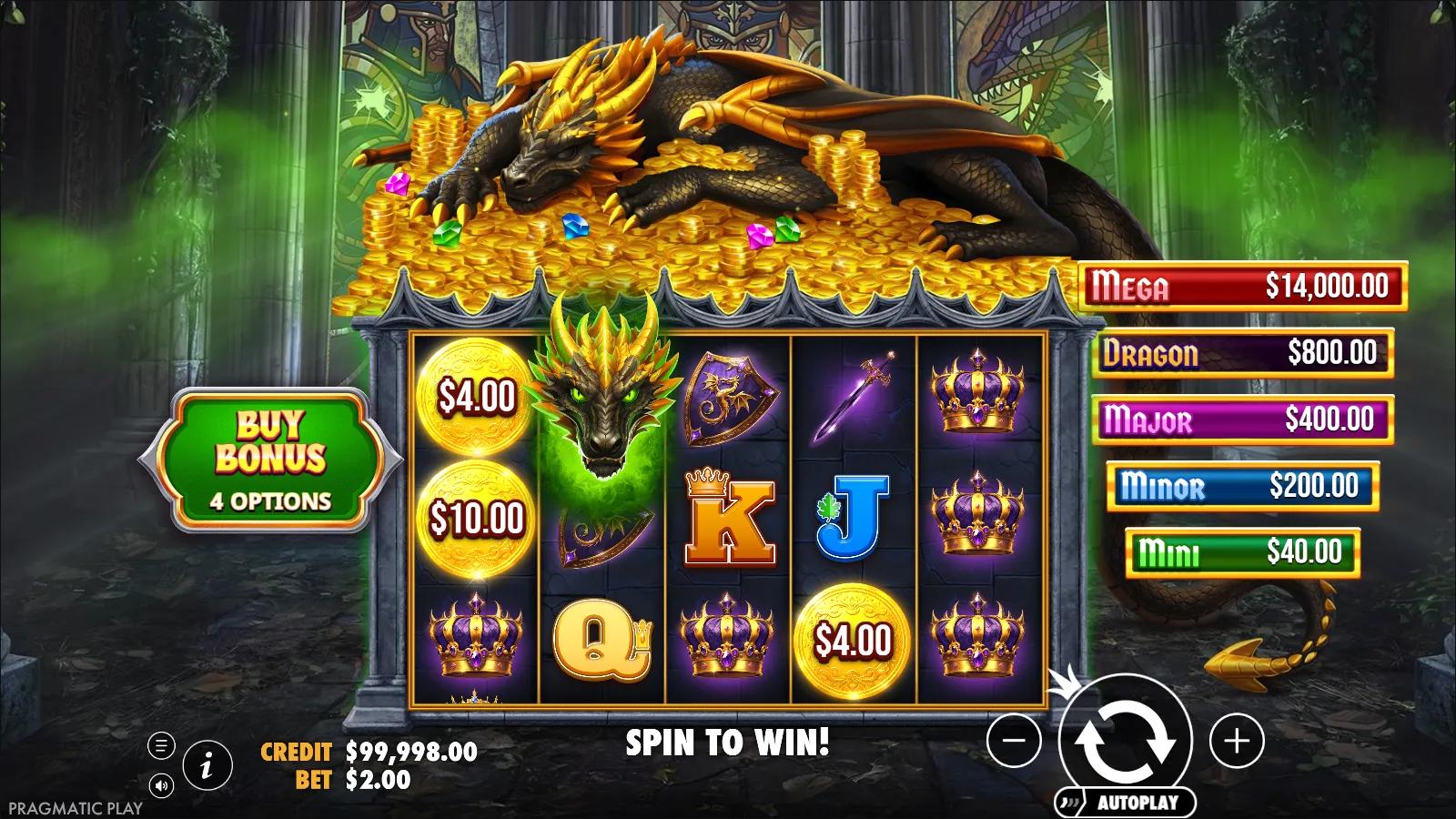 Sleeping Dragon Ultra Dark slot gameplay showing 5x3 grid with green dragon wild and golden Money symbols