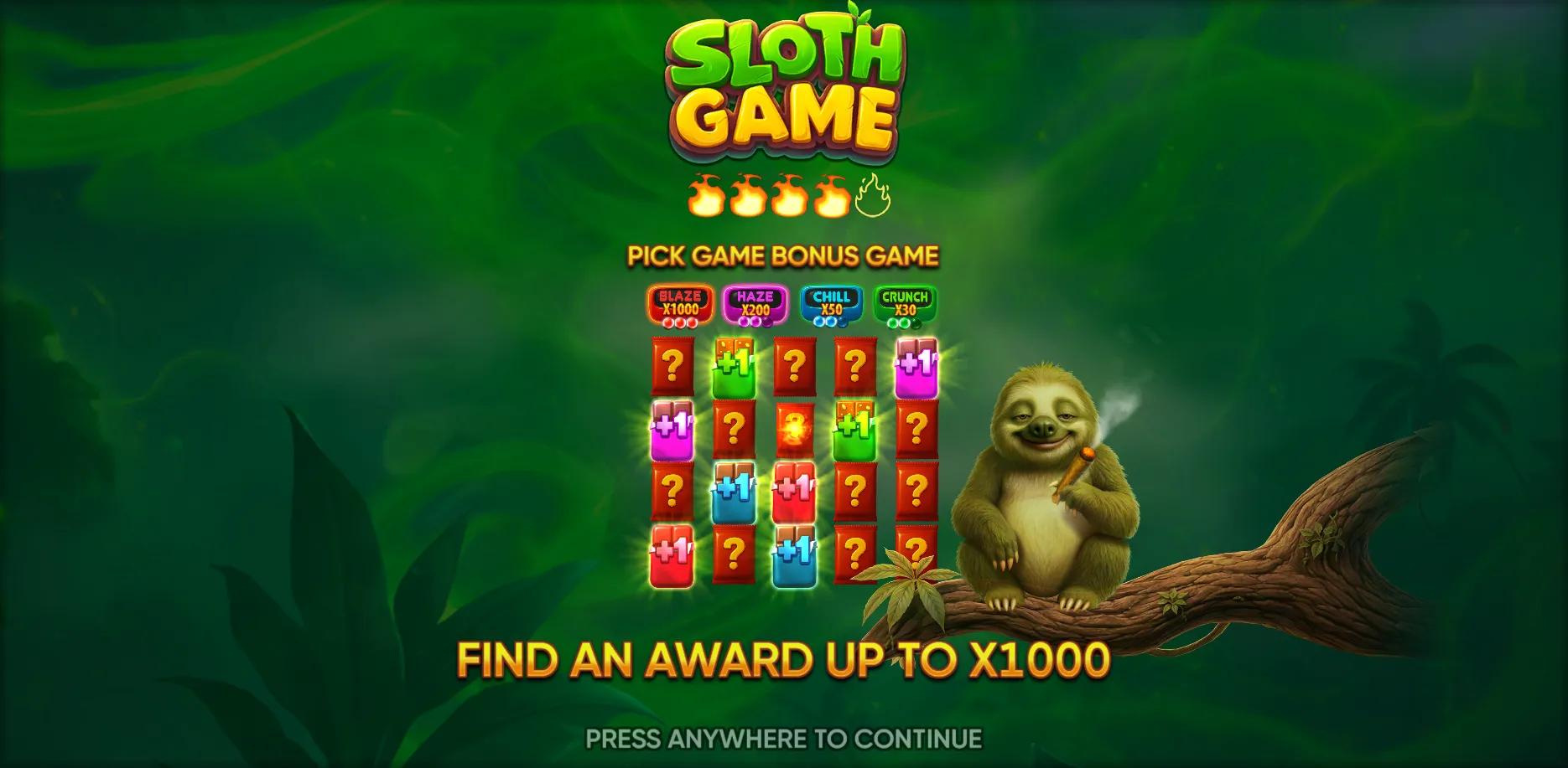 Sloth Game slot gameplay screenshot