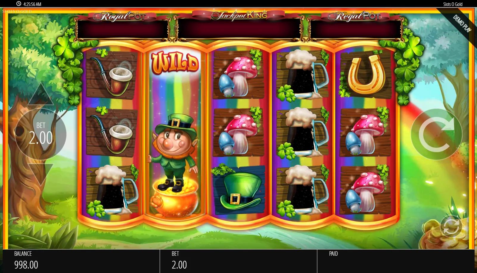 Slots O' Gold reels showing Fantasy symbols and Jackpot
