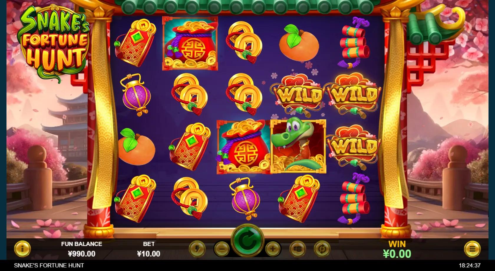 Snake's Fortune Hunt slot gameplay screenshot