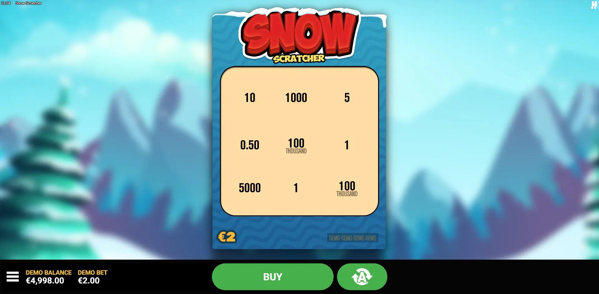 Snow Scratcher slot gameplay screenshot