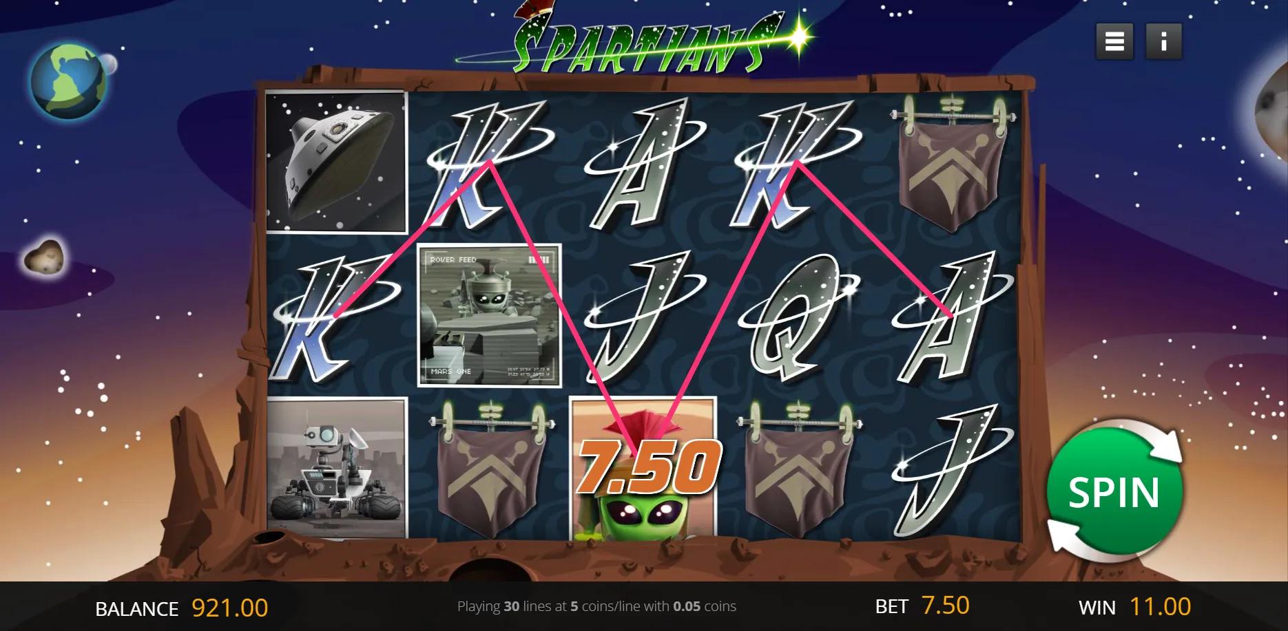 Spartians slot gameplay screenshot
