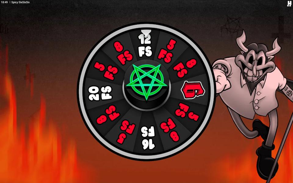 Spicy SixSixSix Deal Wheel with free spin slices and the red six upgrade segment