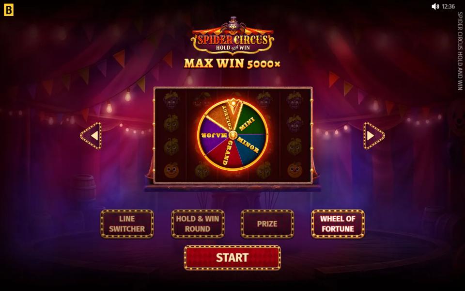 Spider Circus Wheel of Fortune with Mini, Minor, Major, Grand and Collect segments