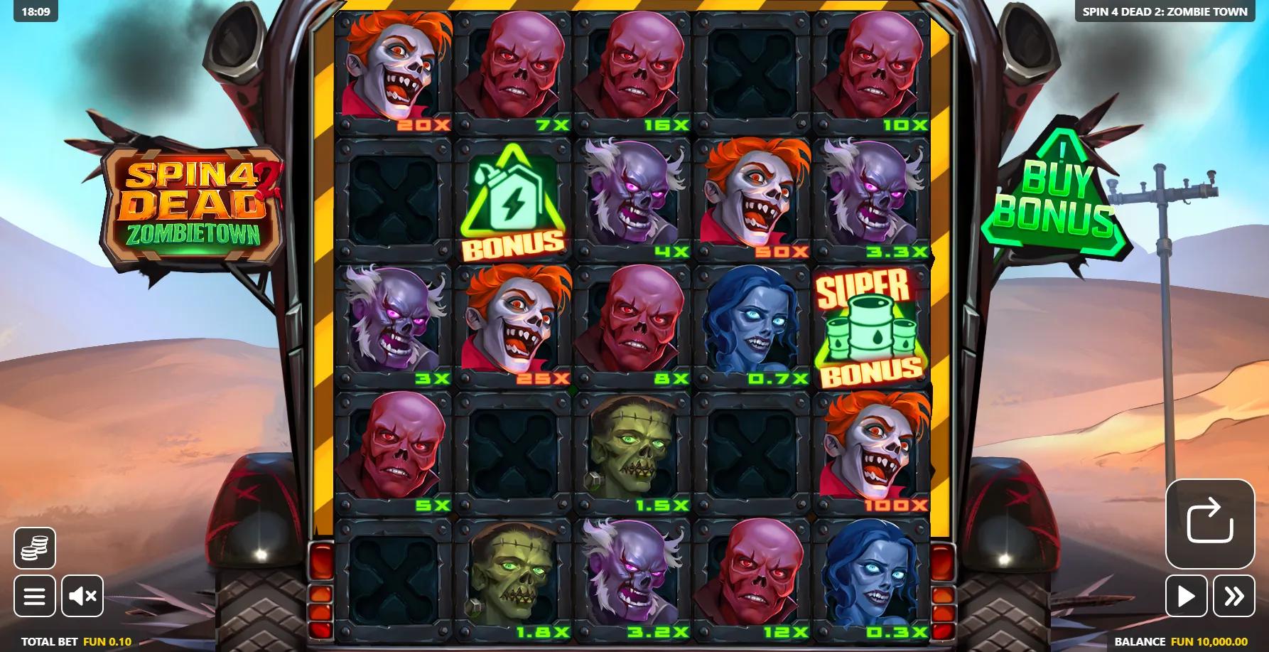 Spin 4 Dead 2: Zombietown slot gameplay screenshot