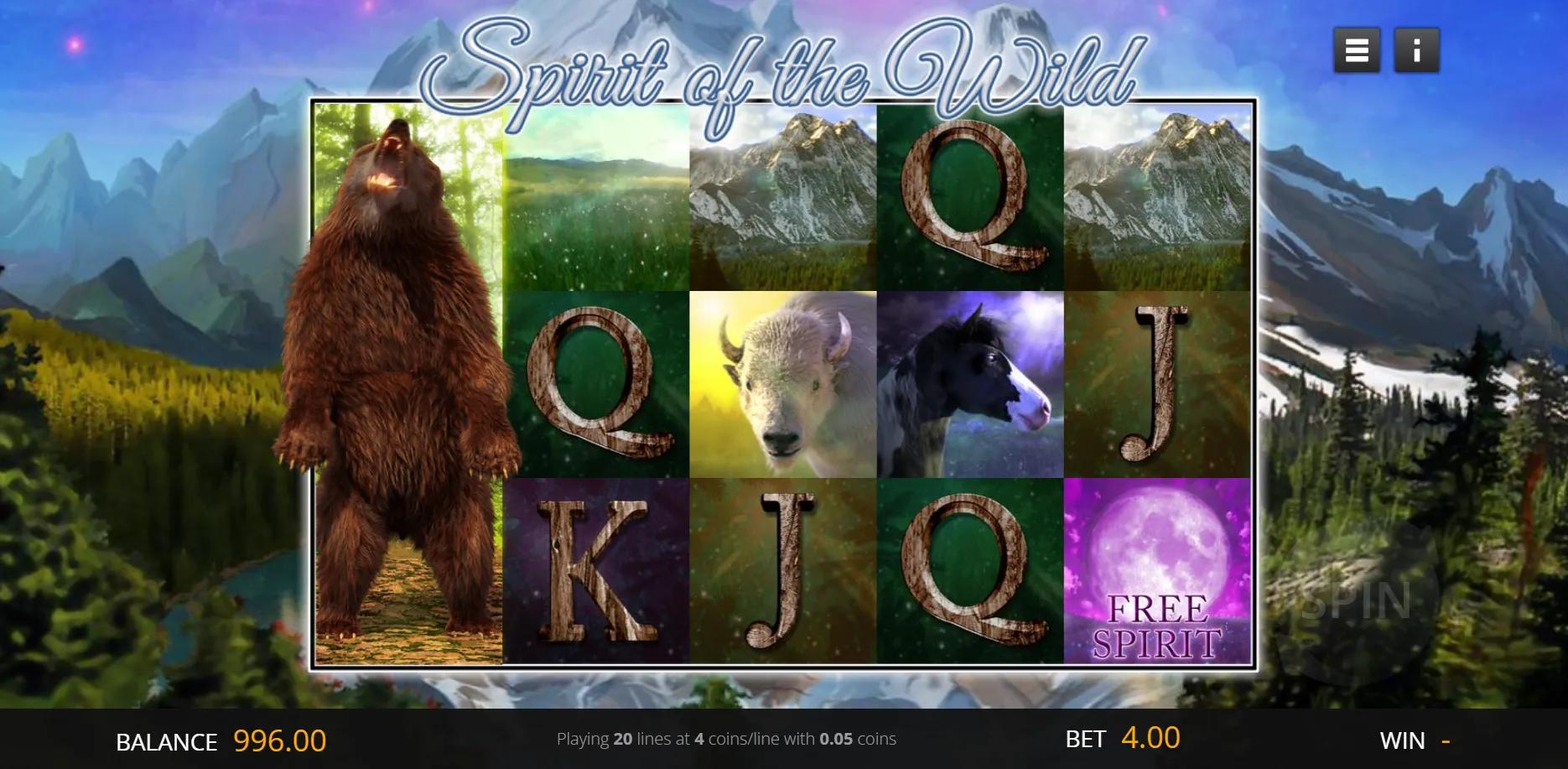 Spirit Of The Wild slot gameplay screenshot